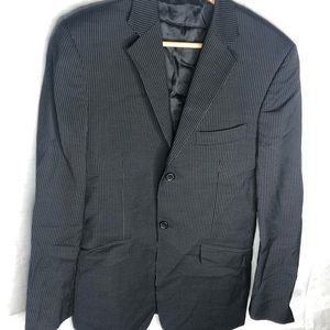 Theory Mens Sport Coat Blazer Size 38R Black Pinstripes Wool Made in Italy Lined